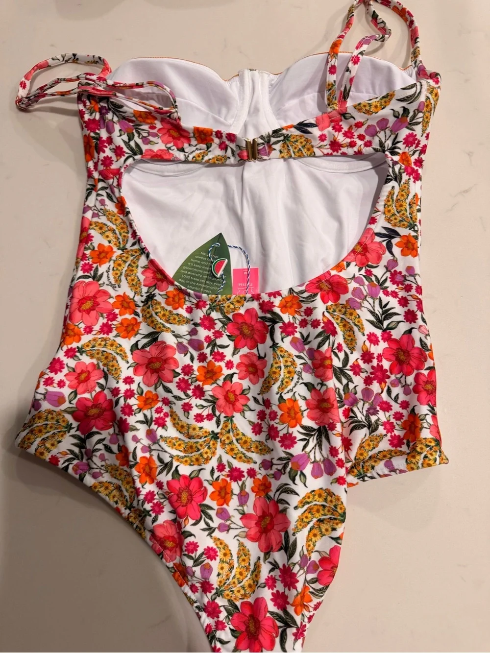 Farm Rio Banana Flowers One-Piece Swimsuit Sz L